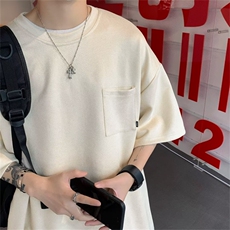 美式休闲t恤oversize潮牌男士短袖圆领体恤衫夏季五分袖T3029-p30，男装T恤，星座1008