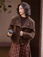 羽绒服外套女2025年冬季新款时尚羊羔毛拼接羽绒外套女，女装羽绒服，沁沁公主