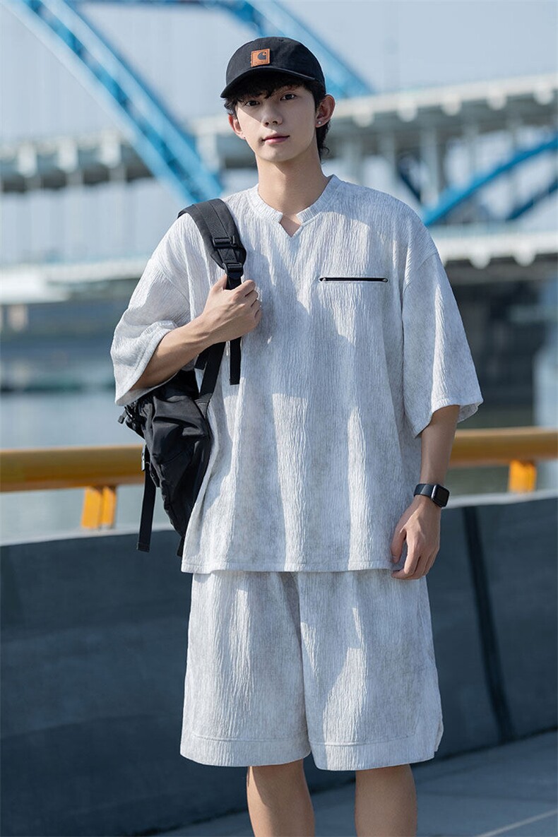 TZ791-特批55控98夏季冰感扎染冰丝速干大码短袖短裤T恤套装男,男装休闲套装,电商A059