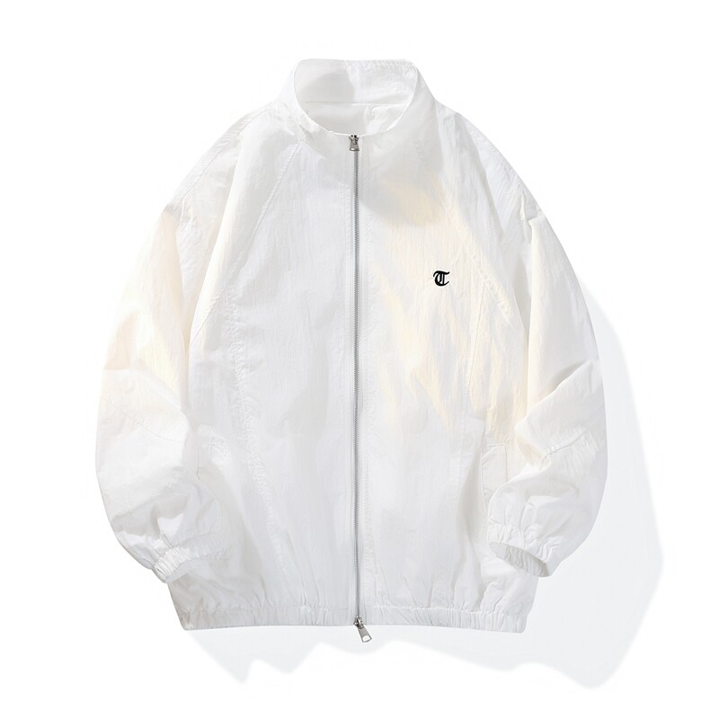 夏季防水户外纯色立领潮牌双头拉链外套白色简约G059P60，女装短外套，电商A128