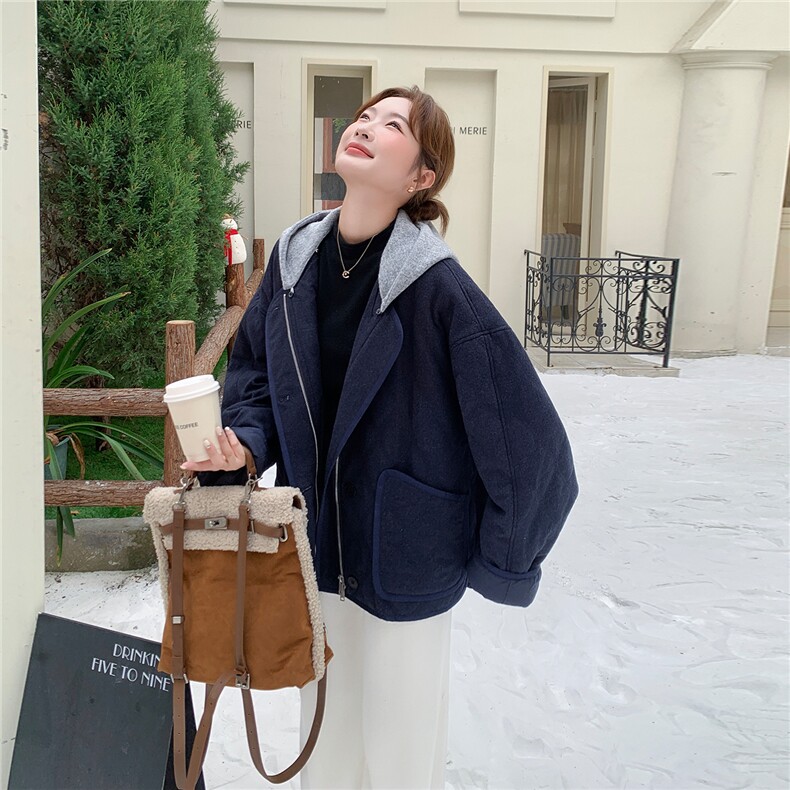 2025秋冬连帽宽松牛仔蓝棉衣2C322-M3005-P175-K245,女装棉衣/棉服,2C322