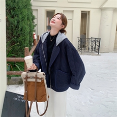 2025秋冬连帽宽松牛仔蓝棉衣2C322-M3005-P175-K245，女装棉衣/棉服，2C322