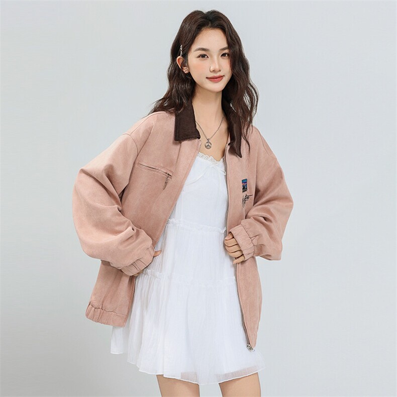 2026春季新款港风美式字母刺绣鹿皮绒棒球服夹克外套JK1407-P85,男装夹克,星座313A(原308A-2)