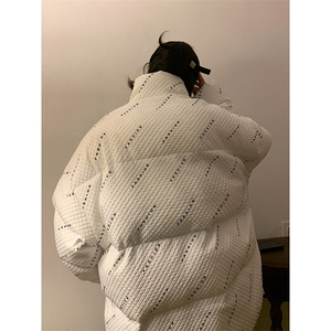 W8205 P125 控158 华夫格印花棉衣冬季棉服外套宽松棉服情侣装图片
