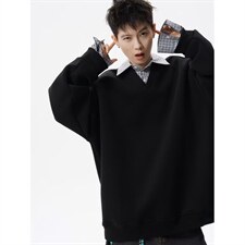 【XZ1112-1现货】卫衣假两件长袖衫翻领P46YW11，男装卫衣，星座1112-1