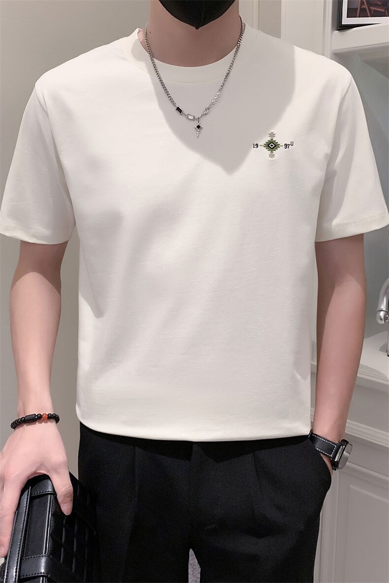 卡其3男潮夏季小伙简约休闲体恤ins打底上衣T301A-1/T95/P45,男装T恤,星座301A-1
