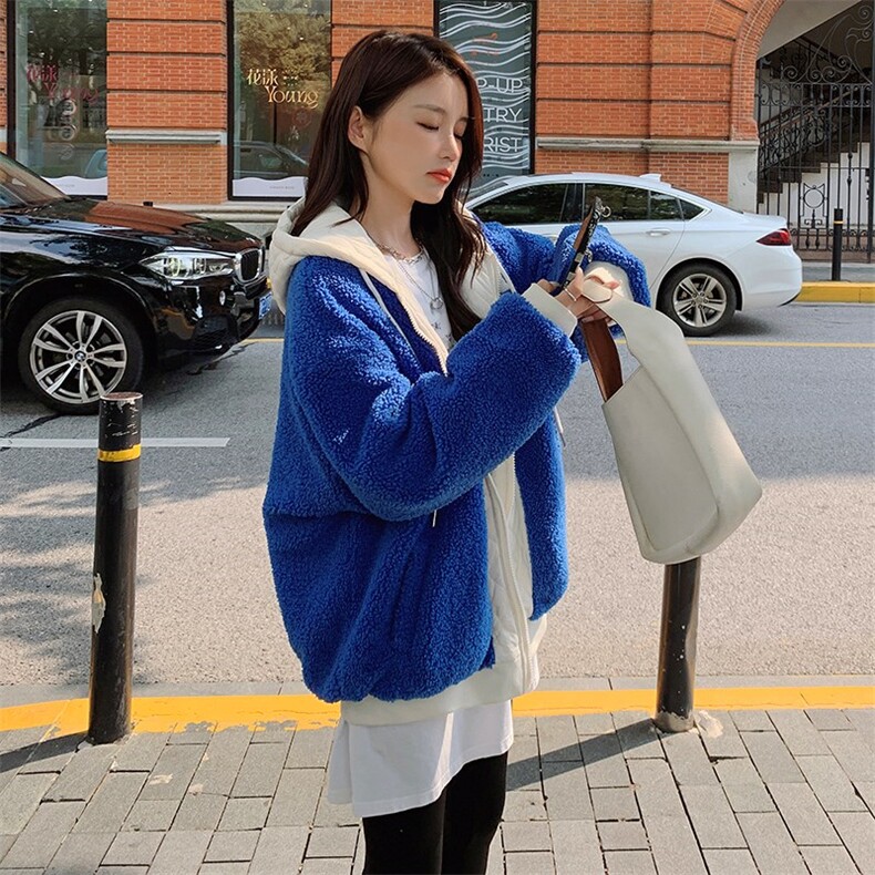 【新款】26号出货两面穿羊羔毛连帽服803-P165-K248,女装毛呢外套,浙宝189