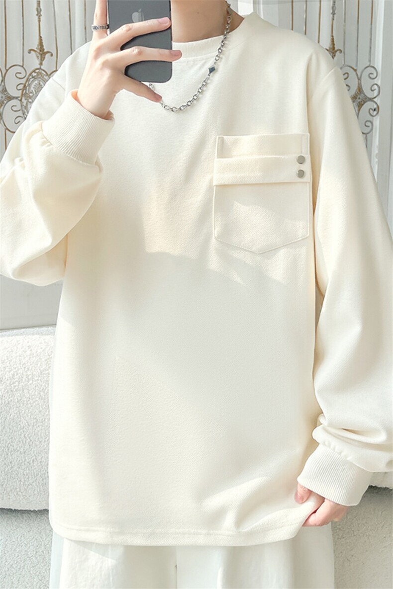 2025春季新款旋律风车大码口袋长袖T恤M-5XHT25077-特P30,男装T恤,电商A022