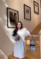 领口订珠连衣裙，女装连衣裙，LL+