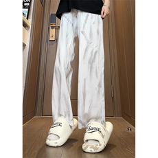 2025春夏小众扎染做脏白色牛仔裤男宽松直筒垂感长裤K8620-P60，男装牛仔裤，星座301D-3