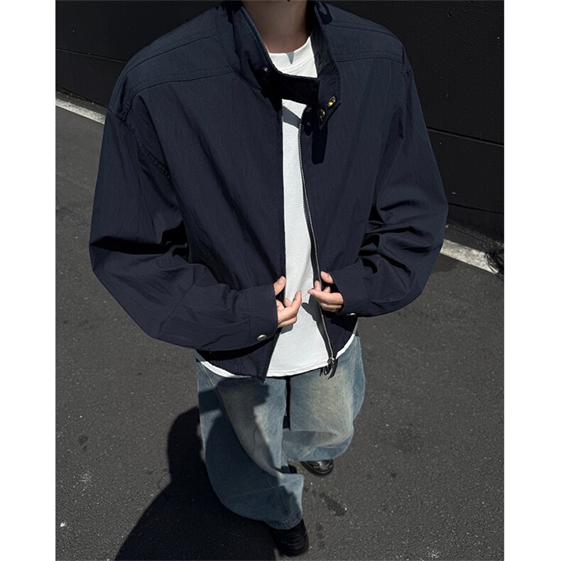 JK006-P65控118秋季老钱风复古宽松外套男cleanfit立领短款夹克,男装夹克,电商A058-1（原电商C417）