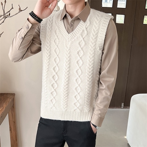 主推款男士假两件衬衫领新款刺绣针织打底衫CS38-P68图片