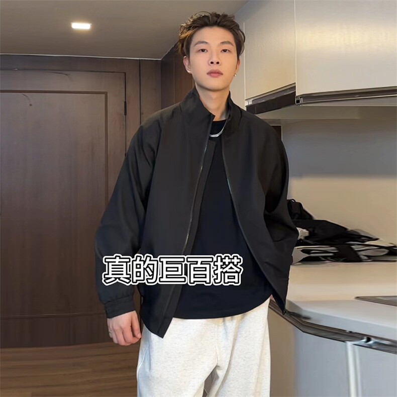 春夏款拉链翻领休闲夹克外套男潮牌运动痞帅潮JK001-P50 限价88图片
