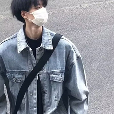 春季黄泥色牛仔外套男做旧水洗美式街头情侣款式夹克上衣潮牌宽松，男装夹克，星座506A