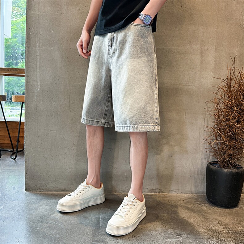 夏季痞帅宽松牛仔短裤Z038#-P45,男装牛仔裤,星座905