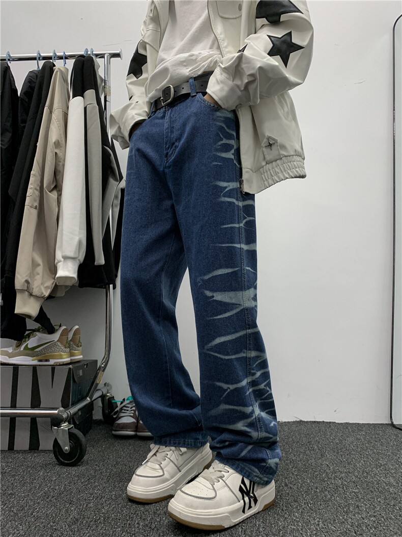 欧美hiphop直筒牛仔裤美式复古阔腿裤垂坠感xz310a-4-nz15,男装牛仔裤,星座310A-4