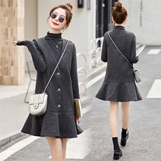 叠穿两件套2025春装新款时尚简约气质打底衫+珠片马甲连衣裙套装，女装套装/套裙，流量+