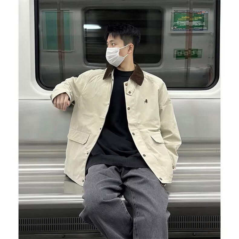 短款外套男春秋潮牌飞行员美式上衣高级感底特律工装夹克W6503,男装夹克,星座516A