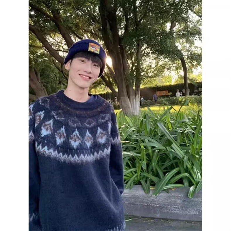 JY713-P58北欧费尔岛红色圣诞毛衣男女潮牌情侣装,男装针织衫/毛衣,星座1501-3