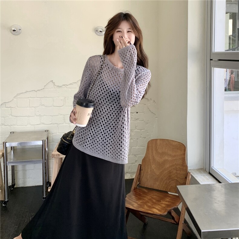 设计感镂空针织衫套装女2025早秋新款吊带背心裙两件套图片