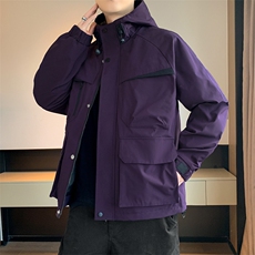 新款夹克男工装连帽纯色上衣冲锋衣外套A157B-J2526-特P85，男装夹克，电商A157B