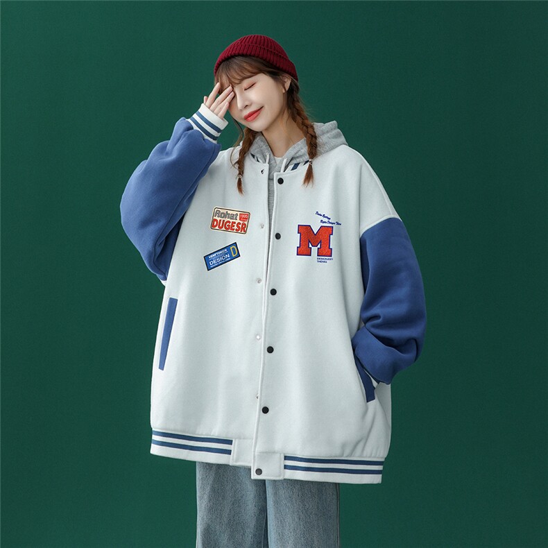 中性风2023秋季新品港风潮牌印花设计感棒球服夹克G89p65控78--,男装夹克,A247A