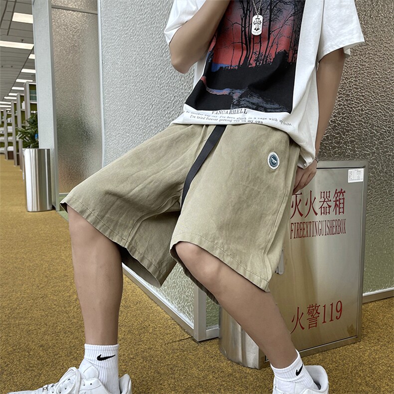 日系复古简约短裤男潮牌街头bf宽松阔腿休闲中性五分裤D908-P30,男装休闲裤,星座1008-1