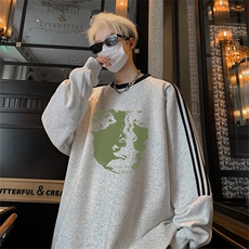 抖音得物供货提供视频秋冬重磅美式宽松织带圆领卫衣0316，男装卫衣，电商A486