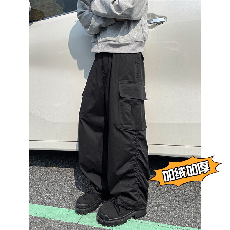港风加绒加厚多口袋工装裤休闲裤长裤A014-DY25128-P70控98,男装休闲裤,电商A014