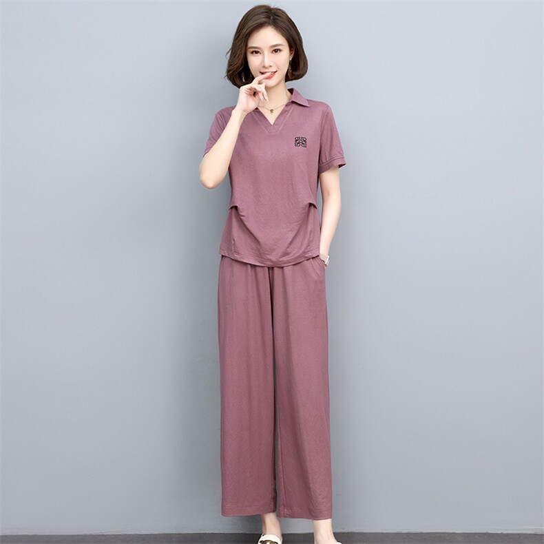 2022夏季时尚简约大方气质优雅显瘦休闲修身套装,女装套装/套裙,独衣靓