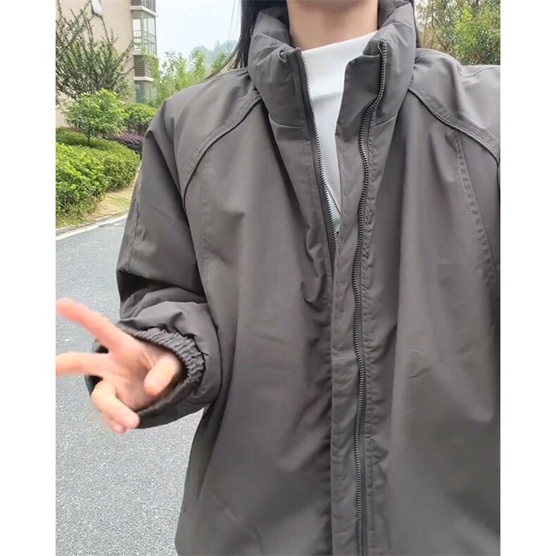 现货美式高街休闲夹克冬季三防立领纯色户外工装加厚棉服外套,男装夹克,电商A486