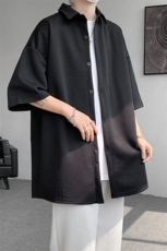 短袖衬衫男士夏季新款港风宽松大码五分袖提花衬衣CS013-P38，男装衬衫，星座214-3