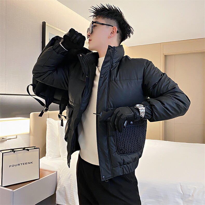 AY87/P138控178冬季社会小伙编织纹潮牌棉服痞帅百搭棉衣男黑首1,男装棉衣,星座305B-1