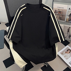 抖音得物二开品质240克宽松纯棉美式潮牌高街痞帅短袖T恤YQ42，男装T恤，电商A486-1