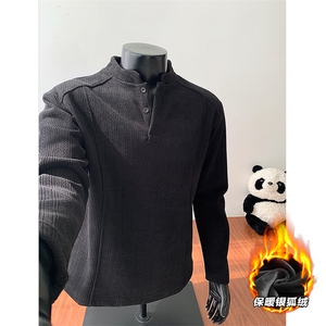翻领高克重复合银狐绒加绒500克卫衣外套 W983/特P35 黑色图片