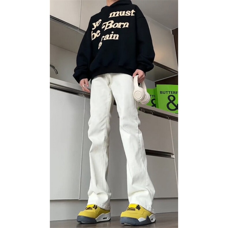 W10689-P28特批网图现货微喇牛仔裤美式高街vibe修身牛仔裤,男装牛仔裤,星座1608