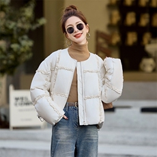 短款羽绒服女2024冬季新款小个子独特漂亮韩系减龄洋气白色面包服，女装羽绒服，卡杰菲