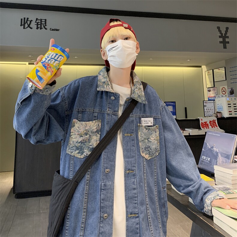 2024秋季小众拼接牛仔夹克外套男,男装夹克,星座410-6（原星座1304-1）