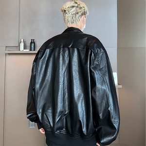 2026春复古机车皮衣外套男女短款棒球服皮夹克 PY172图片