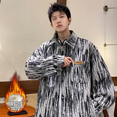 特批P63无差价冬季银狐绒加厚棉服男扎染小香风外套J683J加绒，男装棉衣，电商A001