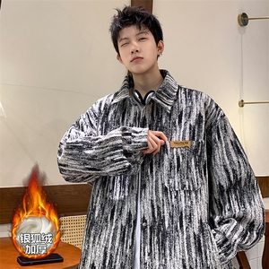 特批P63无差价冬季银狐绒加厚棉服男扎染小香风外套J683J加绒图片