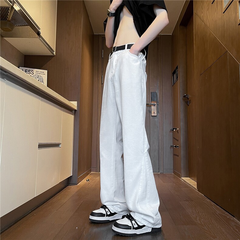 春季美式微喇牛仔裤男款vibe风高街直筒裤休闲裤子潮牌KZ002P55,男装牛仔裤,电商B312
