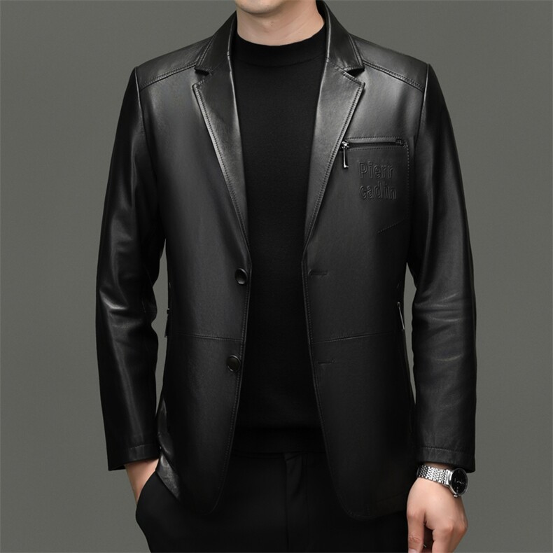 DLSN-TX25063新款海宁真皮皮衣男山羊皮外套商务休闲西服韩版修身，男装西服，电商B360A（原721A）