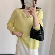 高级感镂空针织衫女2025新款春夏罩衫薄款防晒衣纯色百搭t恤上衣，女装防晒衣，悦玛羊绒