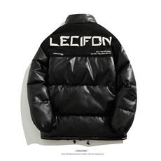 拼接加厚棉衣男PU皮立领棉袄软皮棉服外套3365-P90控118，男装棉衣，星座207