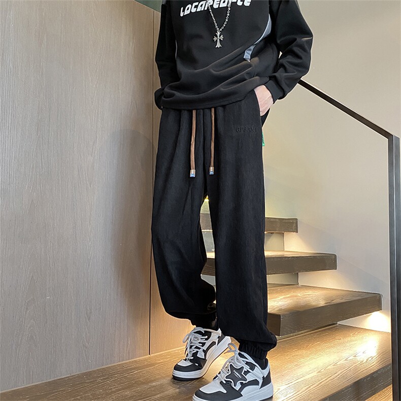 加绒加厚束脚裤男秋冬欧棉绒休闲运动长裤A388P60控88,女装休闲裤,电商A309