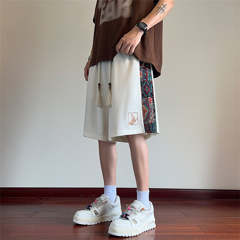 短裤男夏季美式复古拼接五分裤潮牌宽松大码XZ102B-1DK2410P30,男装牛仔裤,星座102B-1