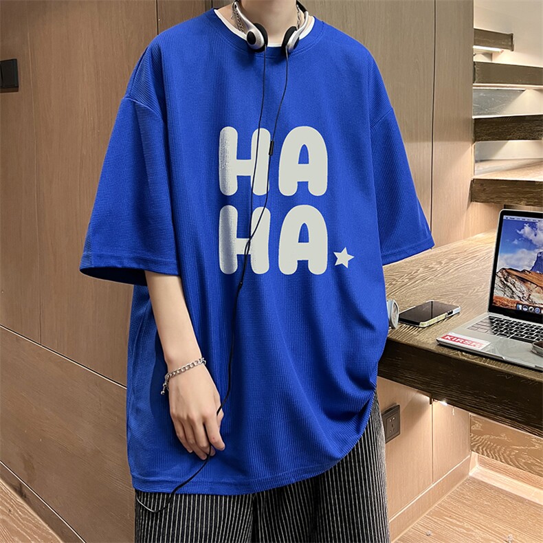 华夫格t恤男短袖男大码五分袖酒店风HT73346-P22,男装T恤,电商A040
