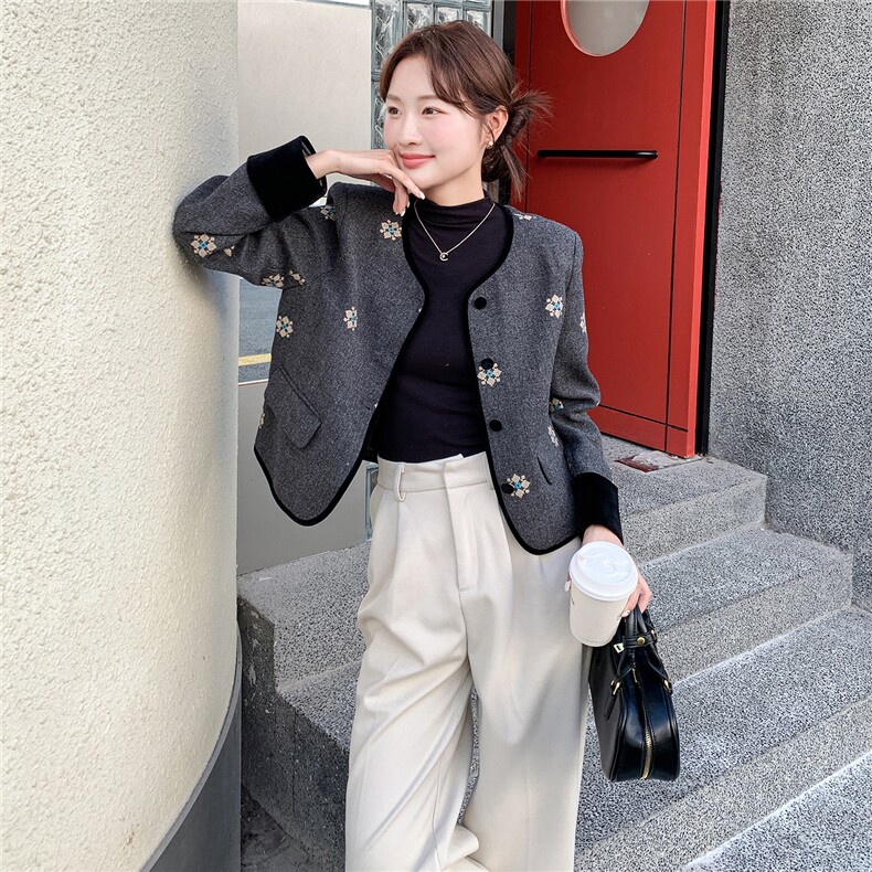 2025秋冬新款刺绣双面呢外套女,女装毛呢外套,曼娅璐