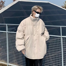 PU皮冬季立领皮羽绒服外套男休闲潮牌日系复古港风免洗袄MY163，男装羽绒服，星座1116A-1（原606A）